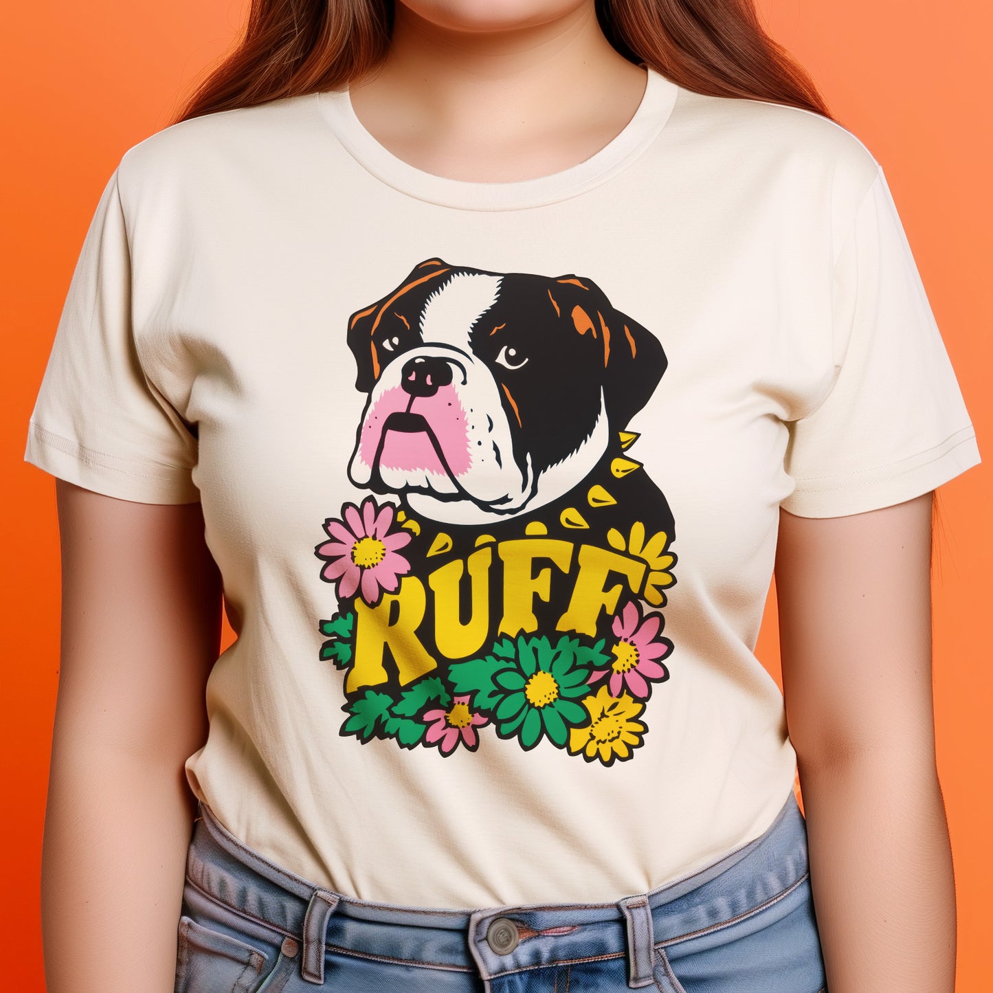 Ruff in Bloom: Boxer Among Flowers Tee