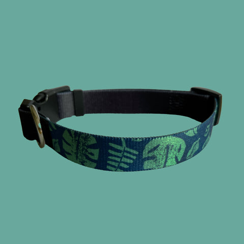 Tropical Block Print Dog Collar