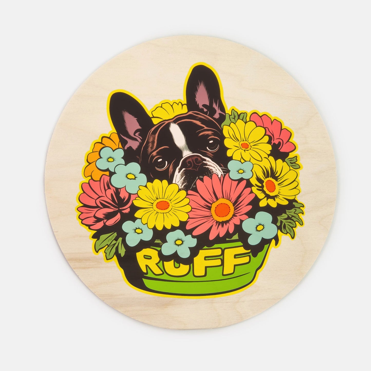 Frenchie Floral Wood Wall Art