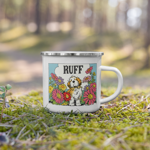 Pup in Bloom - Vintage-Inspired Dog and Flowers Enamel Mug