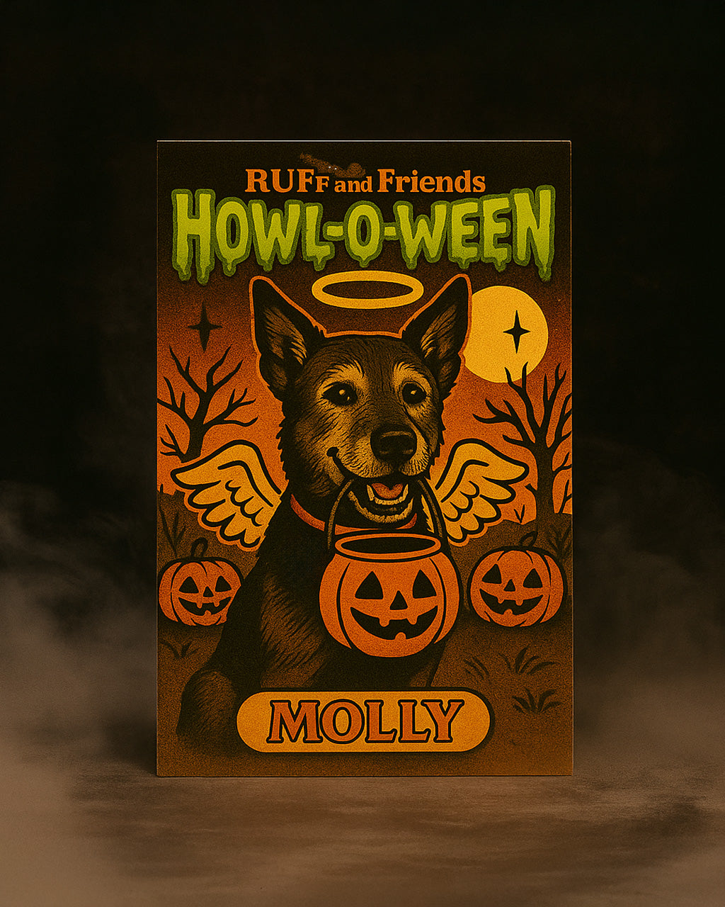 Howl-O-Ween Limited Edition Bundle π Monster Pet Portrait (2βx3β Mini Print with Sticker Backing & Digital Download) + Glow-in-the-Dark Dachshund Mummy Sticker