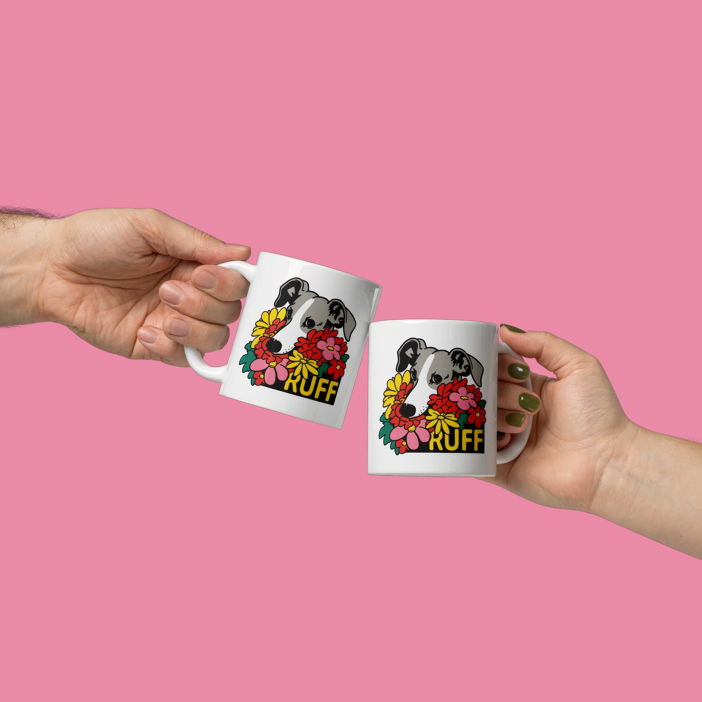 Ruff in Bloom: Greyhound, Whippet, Italian Greyhound, Sighthound Mug