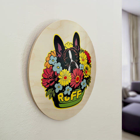 Frenchie Floral Wood Wall Art