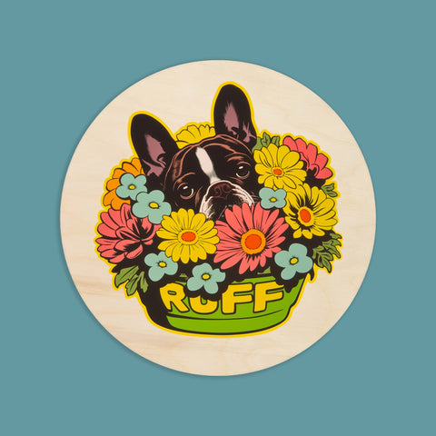 Frenchie Floral Wood Wall Art