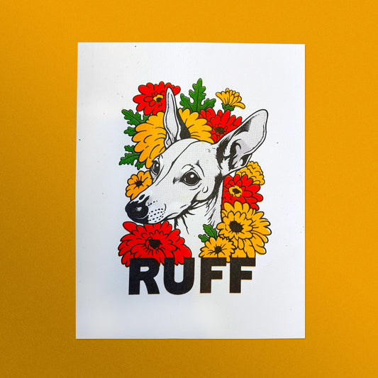 Sighthound in Bloom RUFF Risograph Print
