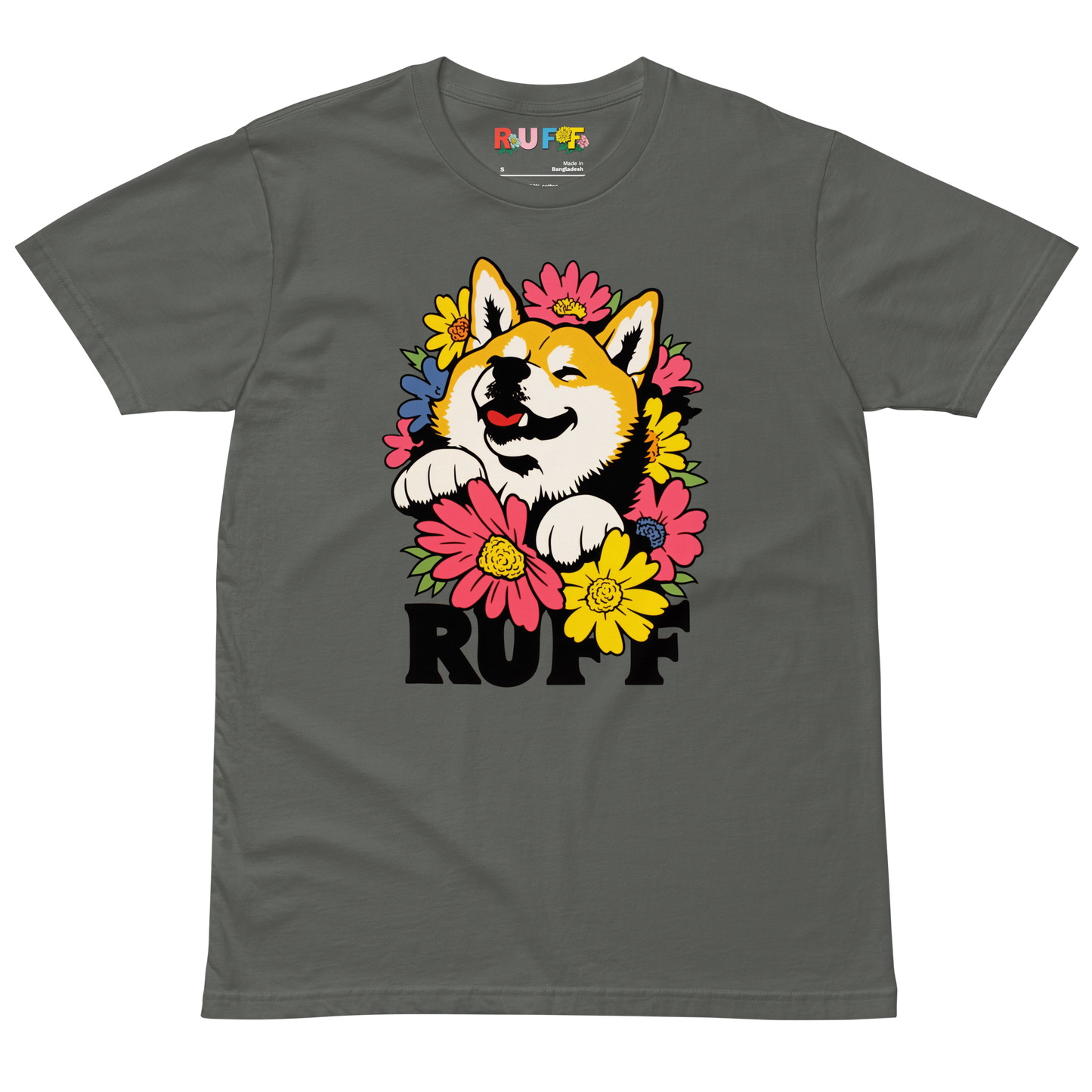 Ruff in Bloom: Shiba Inu Doge Laying in Daisies Tee