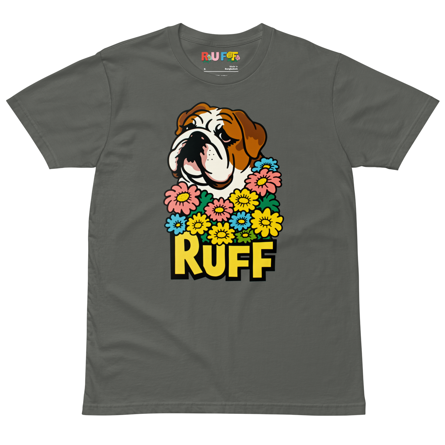 Ruff in Bloom: English Bulldog in Daisies Tee