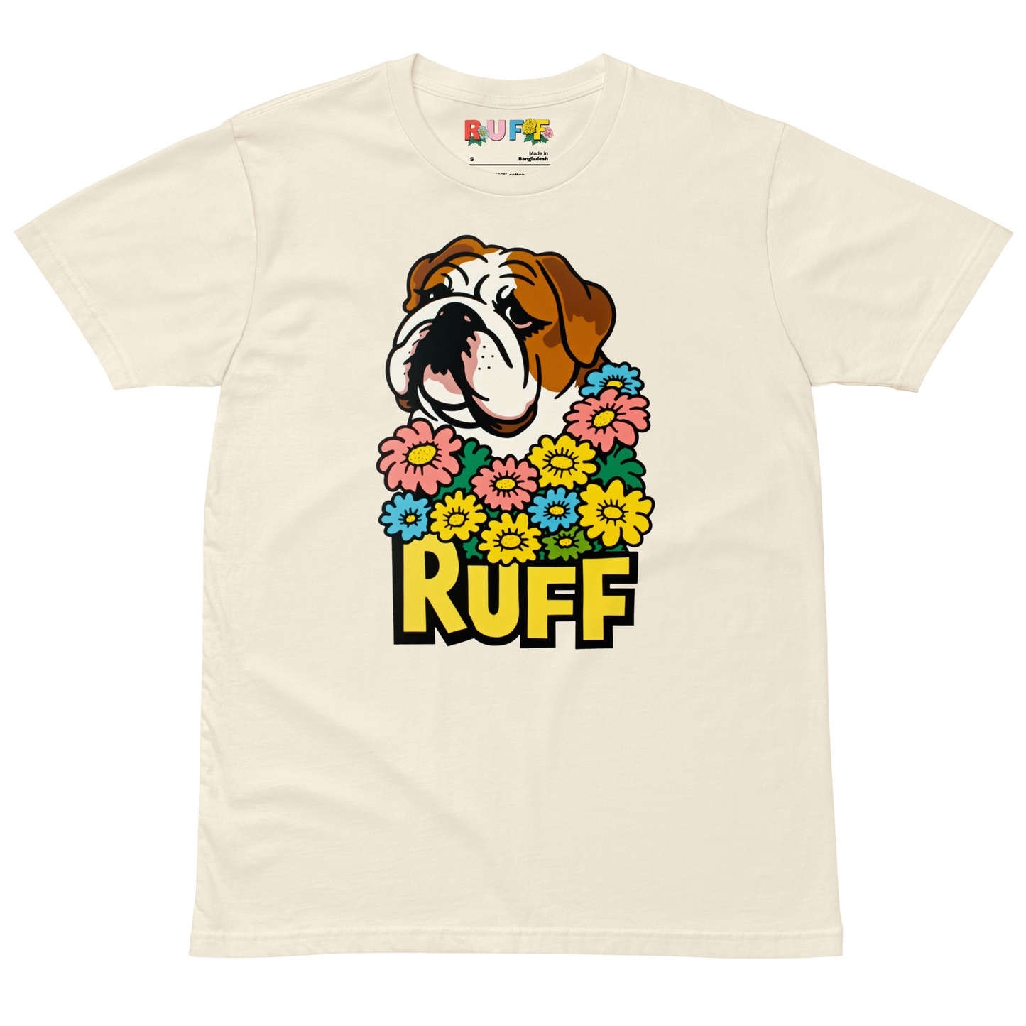 Ruff in Bloom: English Bulldog in Daisies Tee