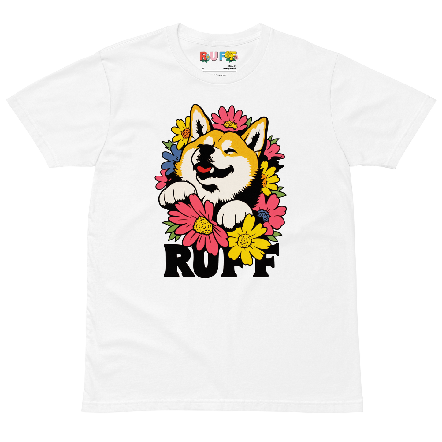 Ruff in Bloom: Shiba Inu Doge Laying in Daisies Tee