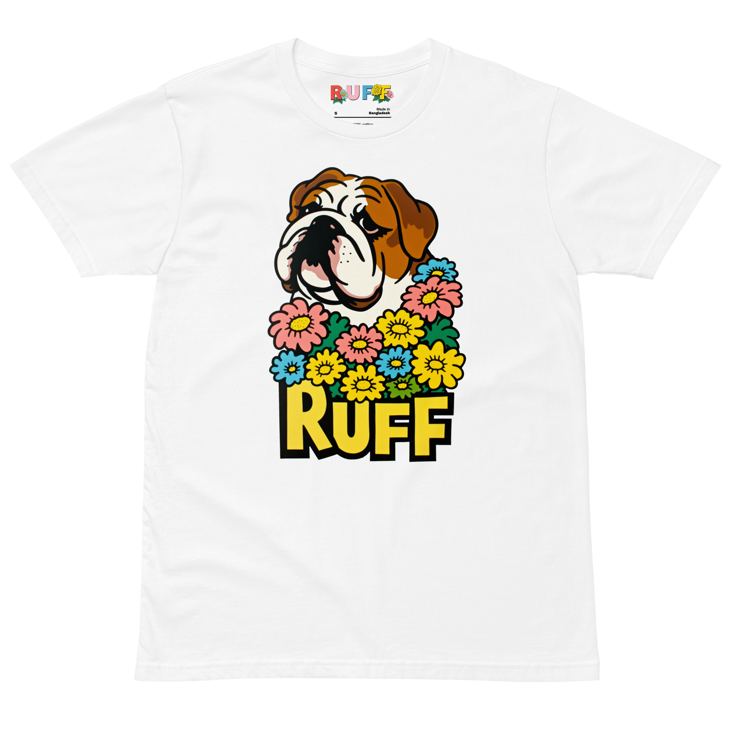 Ruff in Bloom: English Bulldog in Daisies Tee