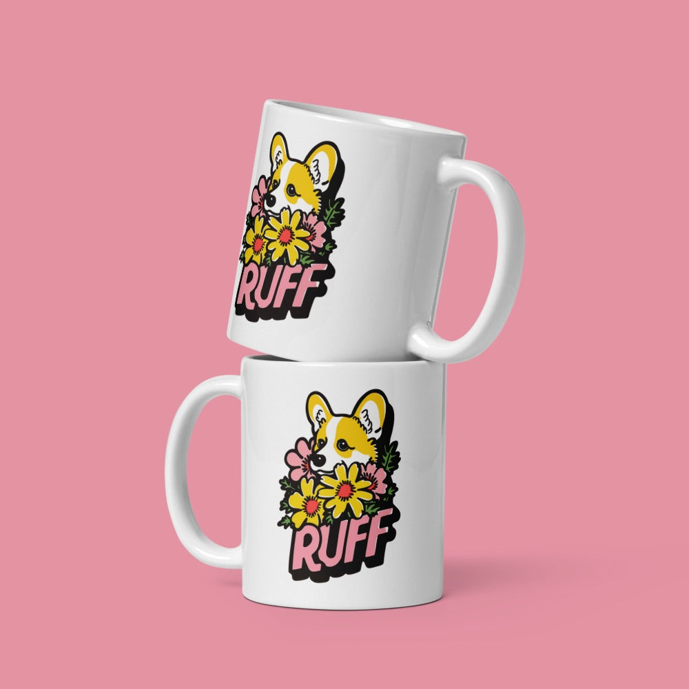 Ruff in Bloom: Corgi Mug