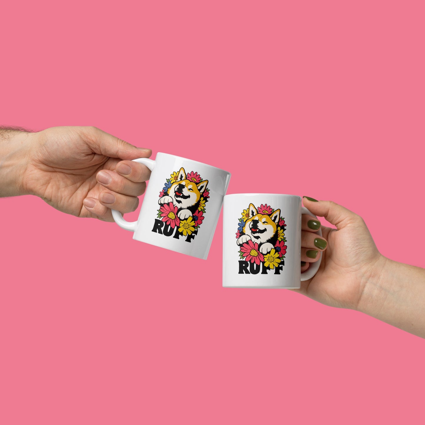 Ruff in Bloom: Shiba Inu Mug