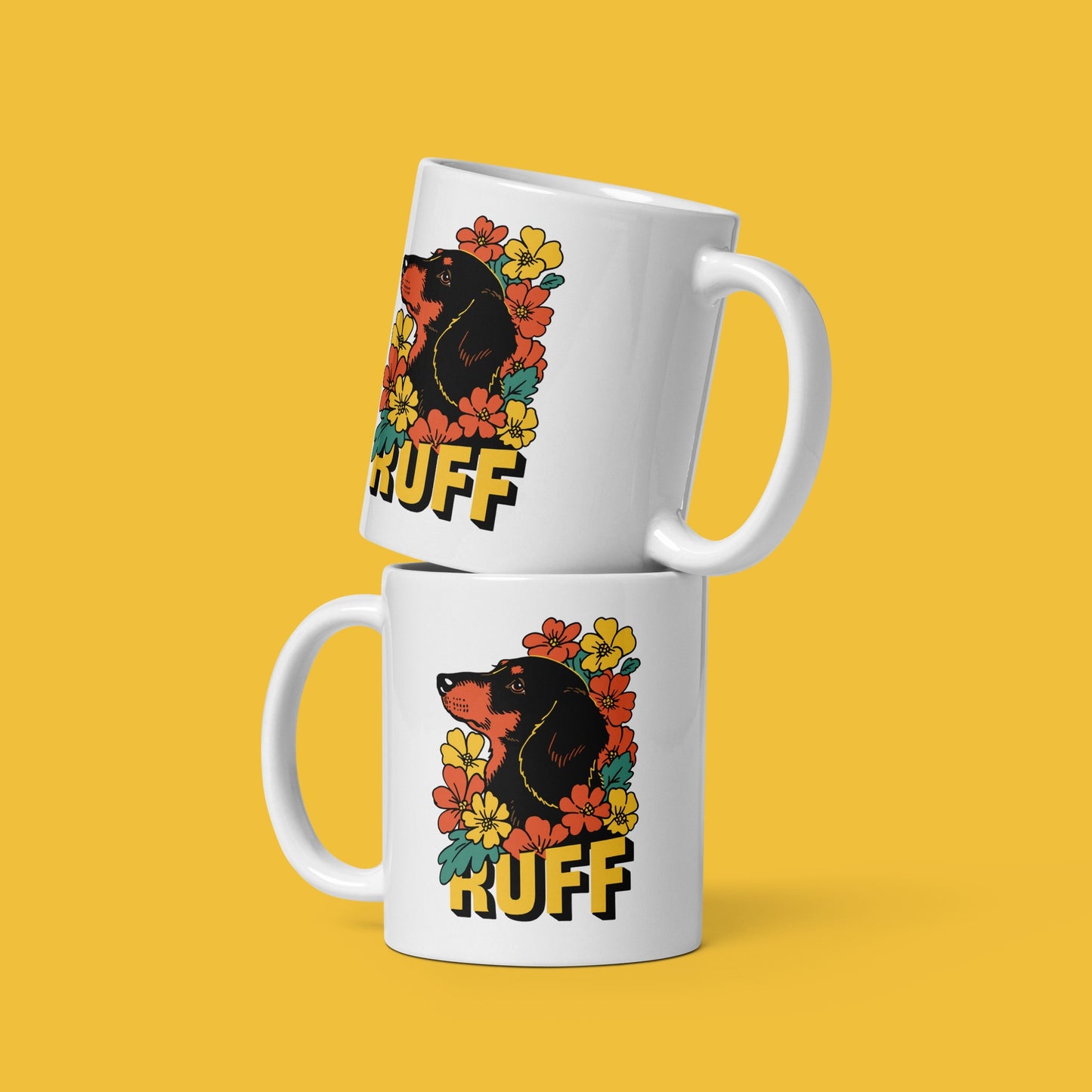 Ruff in Bloom: Dachshund Mug