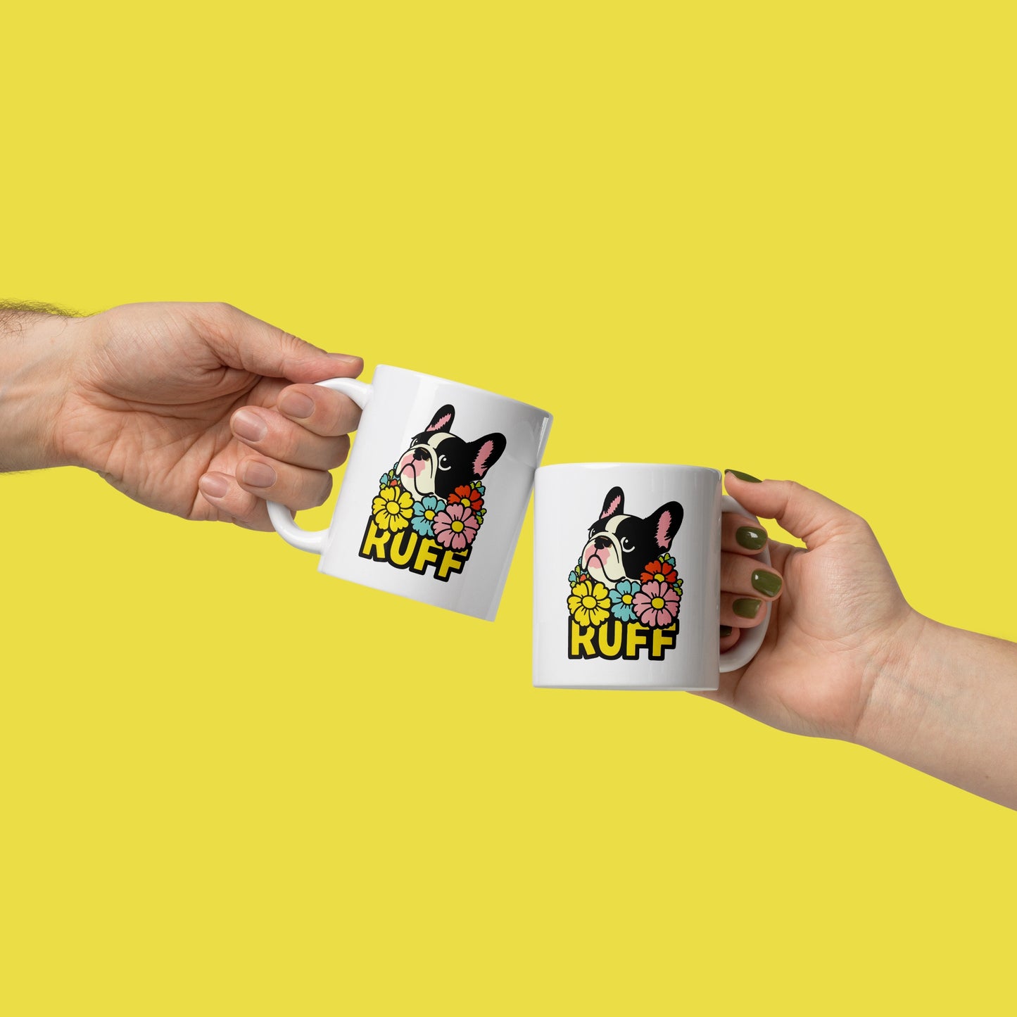 Ruff in Bloom: French Bulldog Mug