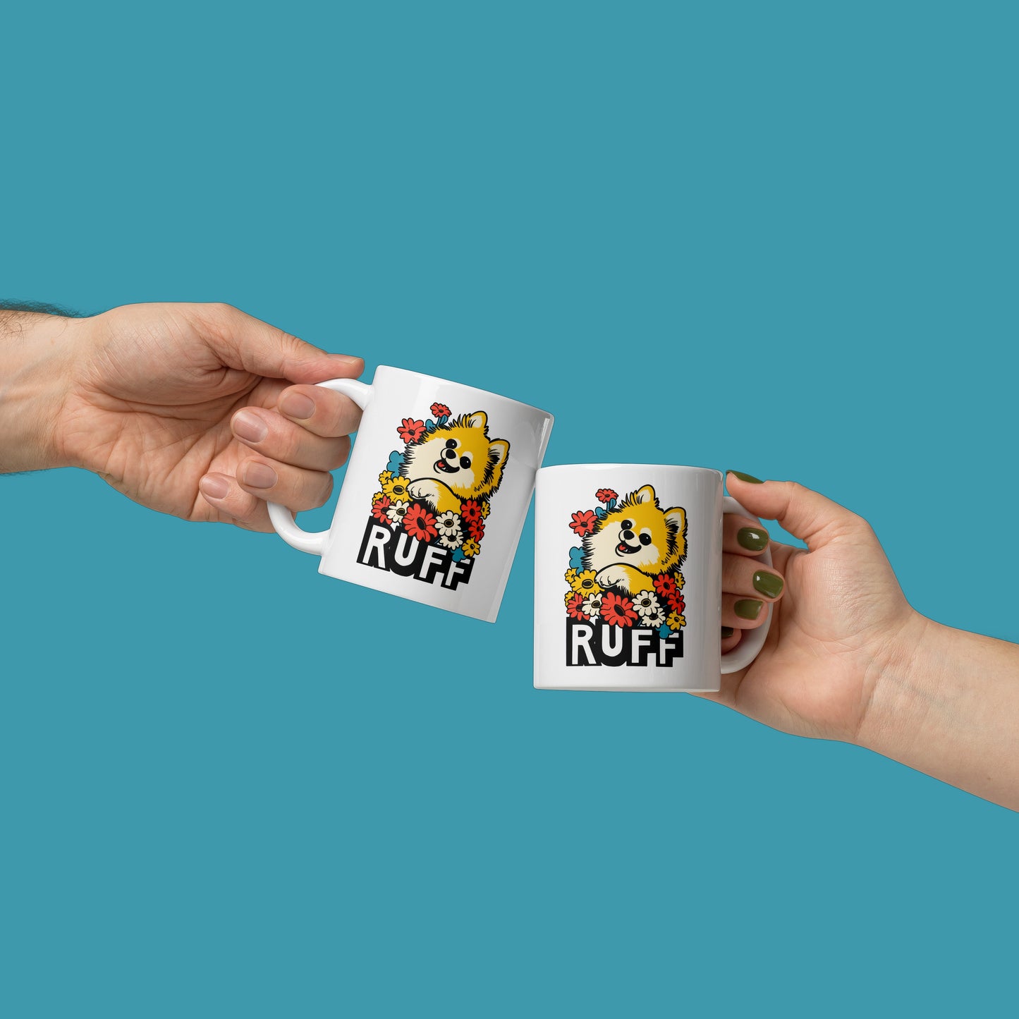 Ruff in Bloom: Pomeranian Mug