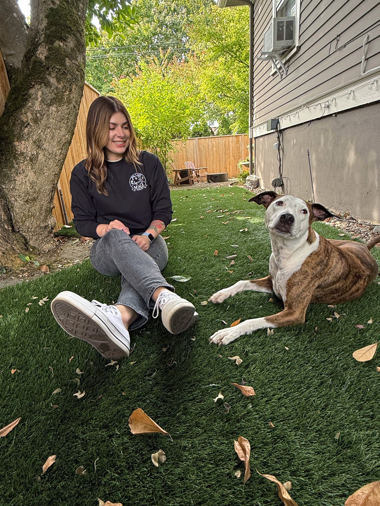 Personalized embroidered crewneck sweatshirt, one-of-a-kind dog portrait