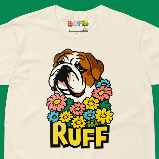 Ruff in Bloom: English Bulldog in Daisies Tee