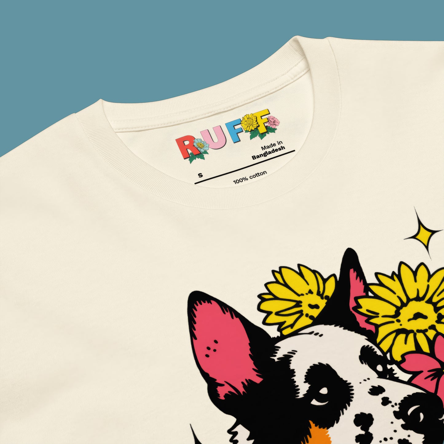 Ruff in Bloom: Cattle Dog Sitting in Flowers Tee