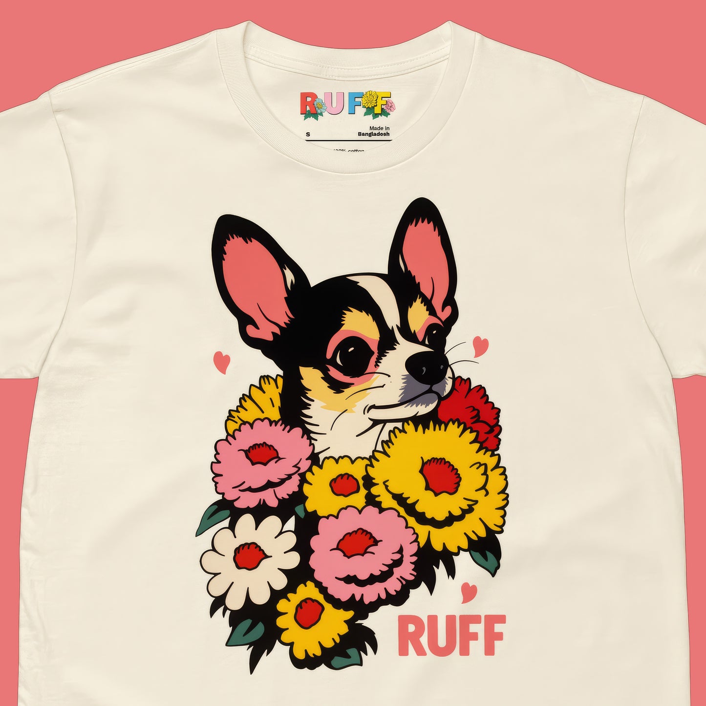 Ruff in Bloom: Chihuahua Among the Flowers Tee