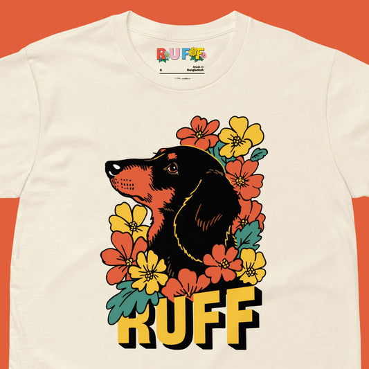 Ruff in Bloom: Dachshund Amongst the Flowers Tee