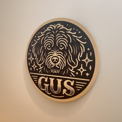 Personalized wooden wall art, one-of-a-kind dog portrait