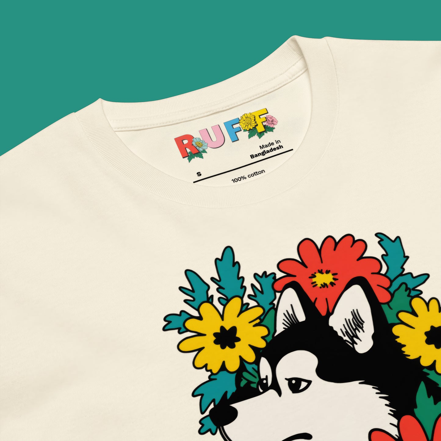 Ruff in Bloom: Husky in Flowers Graphic Tee