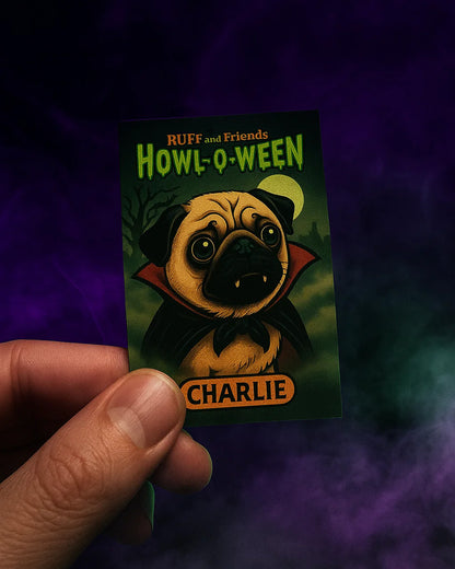 Howl-O-Ween Limited Edition Bundle 🎃 Monster Pet Portrait (2”x3” Mini Print with Sticker Backing & Digital Download) + Glow-in-the-Dark Dachshund Mummy Sticker
