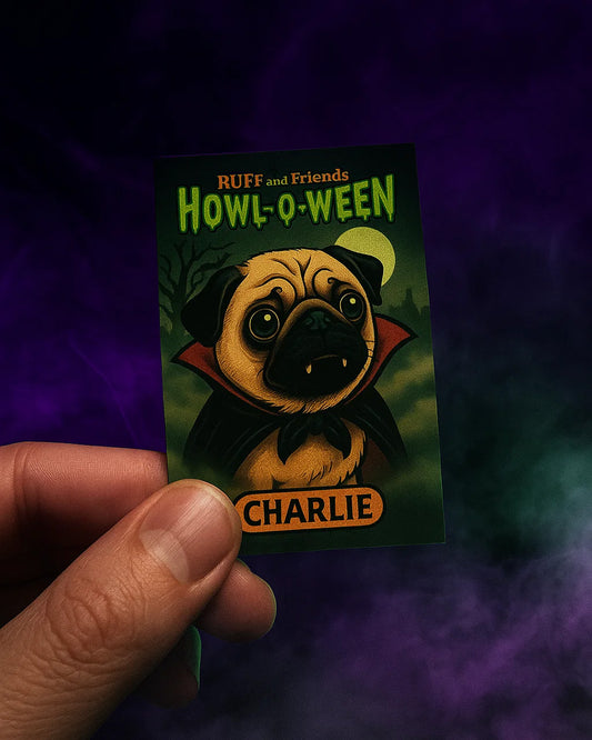 Howl-O-Ween Limited Edition Bundle 🎃 Monster Pet Portrait (2”x3” Mini Print with Sticker Backing & Digital Download) + Glow-in-the-Dark Dachshund Mummy Sticker