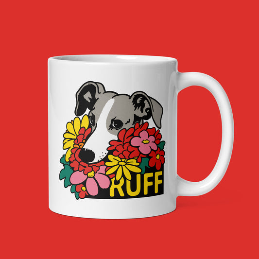 Ruff in Bloom: Greyhound, Whippet, Italian Greyhound, Sighthound Mug