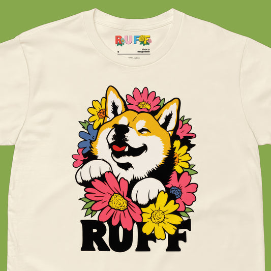 Ruff in Bloom: Shiba Inu Doge Laying in Daisies Tee