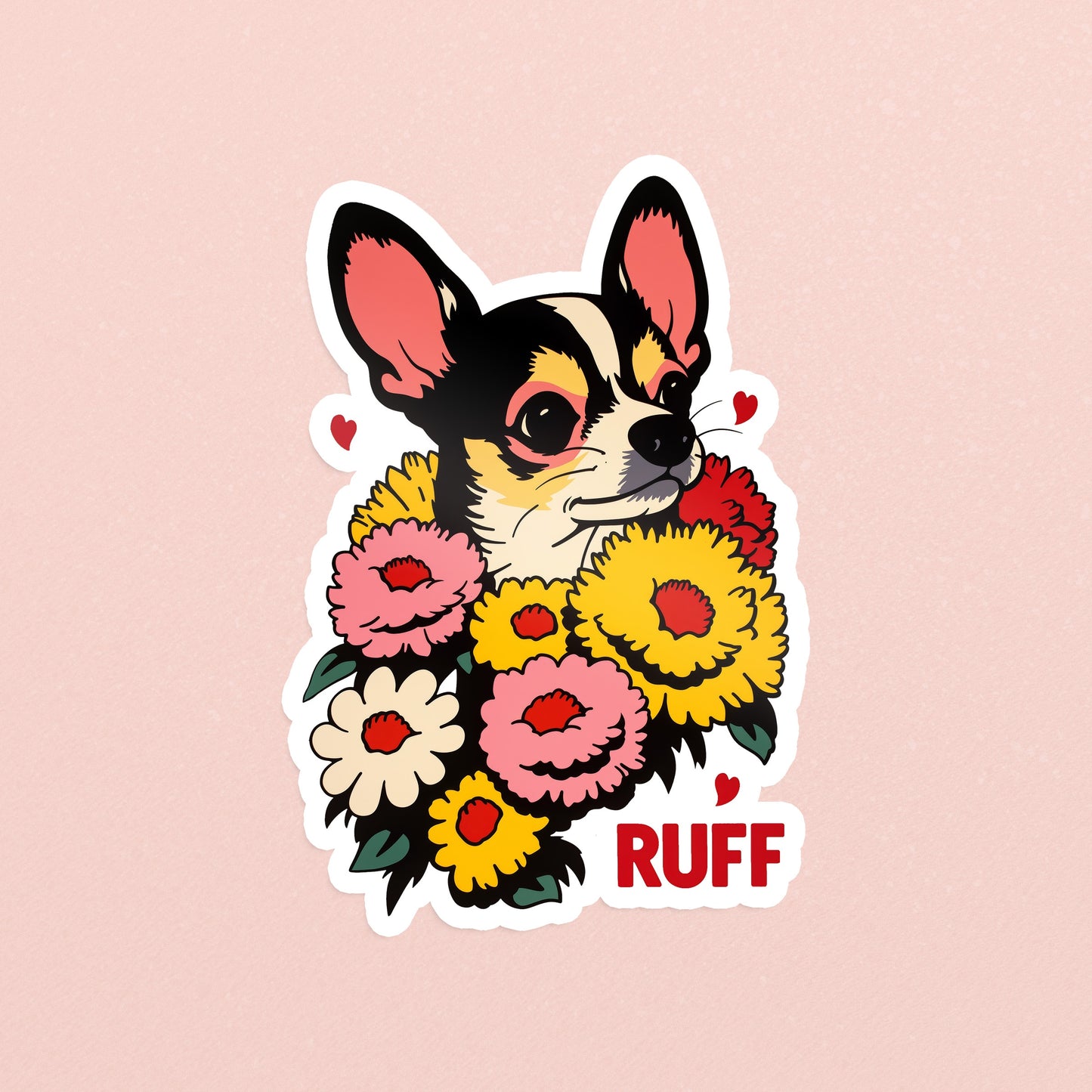 Chihuahua Ruff in Bloom Sticker