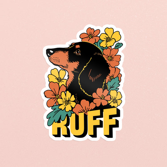 Dachshund Ruff in Bloom Sticker