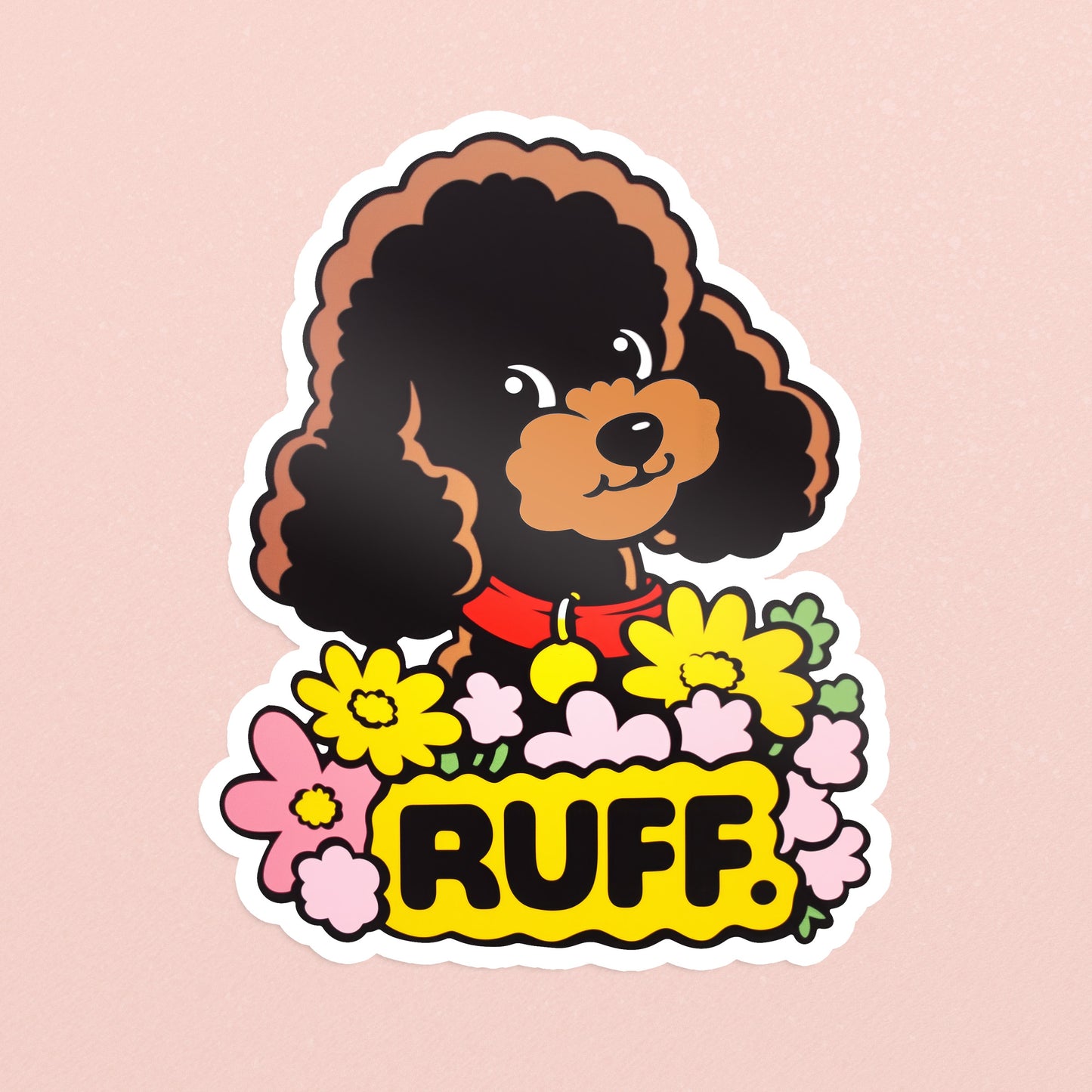 Brown Doodle Ruff in Bloom Sticker