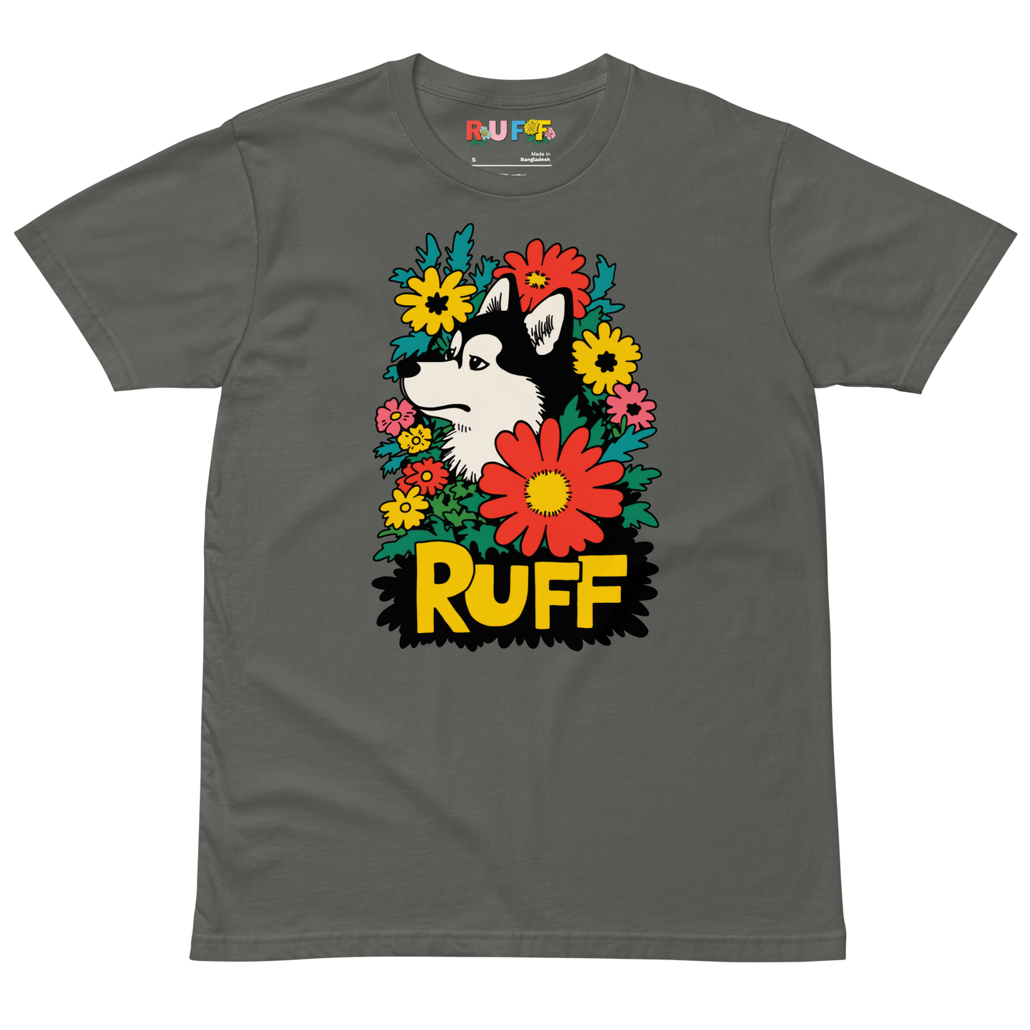 Ruff in Bloom: Husky in Flowers Graphic Tee