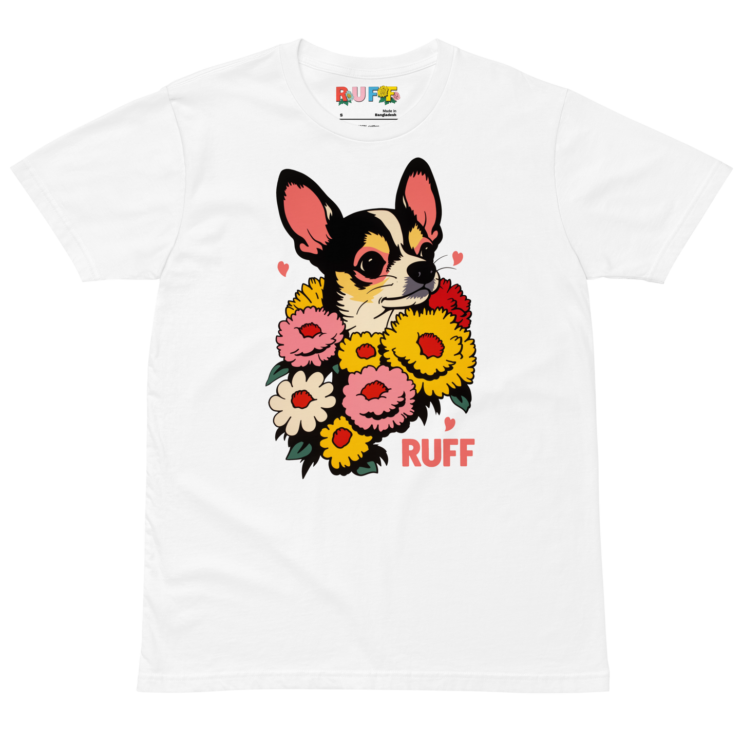 Ruff in Bloom: Chihuahua Among the Flowers Tee