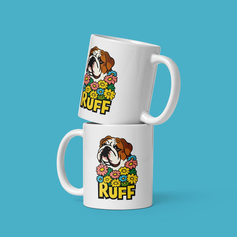 Ruff in Bloom: English Bulldog Mug
